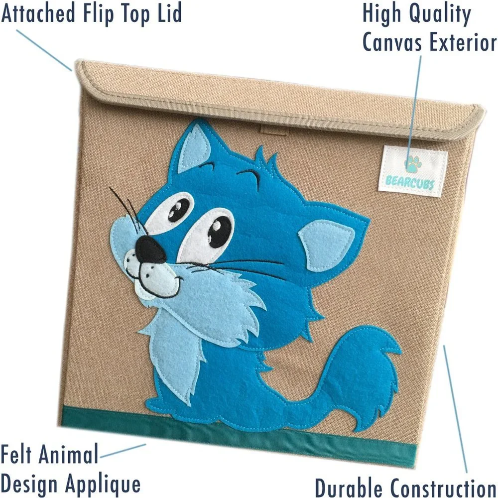 NWT Bearcubs Toy Box - Folding Canvas Small Cube Toy Chest for Toy Storage NEW